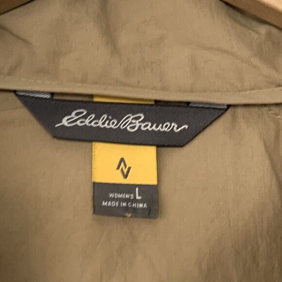 Eddie Bauer Travex Women Size L Tan Nylon Windbreaker Jacket Gorpcore Minimalist - Picture 5 of 10